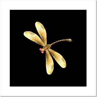 Golden dragonfly Posters and Art